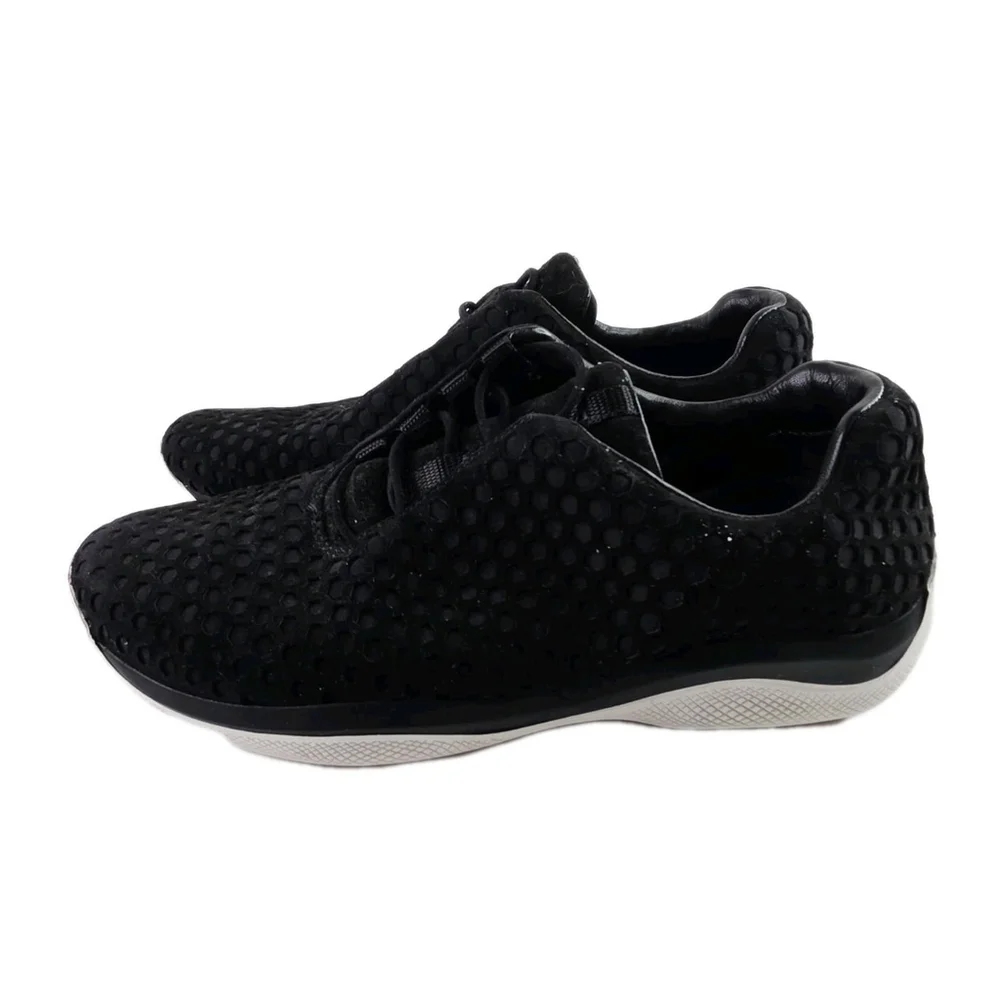 Prada Calzature Donna Black Seude Trainer Sneakers Woman's Size 36.5 - Picture 3 of 7